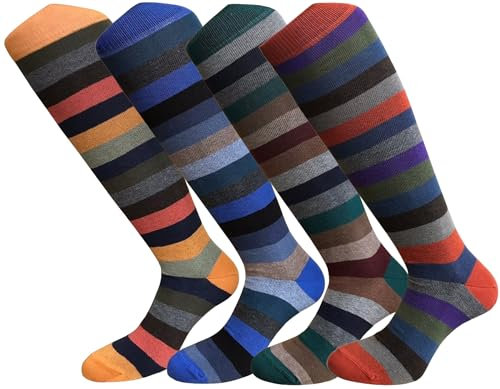CriCri Socks - 4 Paia Calze Caldo Cotone Uomo Lunghe (Taglia Unica) Calzettoni Uomo Invernali con Fantasia Colorata, Calzini per Abbigliamento Casual e Semi Formale, Made in Italy (Combinazione 1)