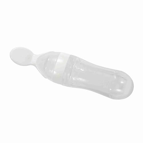 Biberon avec cuillère, 1 Pc 90 ml Cuillère de distribution de nourriture pour bébé en silicone Cuillère pour bébé Biberon Aliments frais Céréales Squeeze Feeder(blanc)