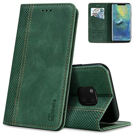AKABEILA Handyhülle Huawei Mate 20 Pro Hülle Case PU Leder Handyhülle Silikon, Kompatibel für Huawei Mate 20 Pro Schutzhülle Brieftasche Klapphülle Magnetverschluss Kartenfächer Hüllen, Grün