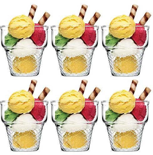 Glass 245ml Mini Cornet Ice Cream Cups (6)