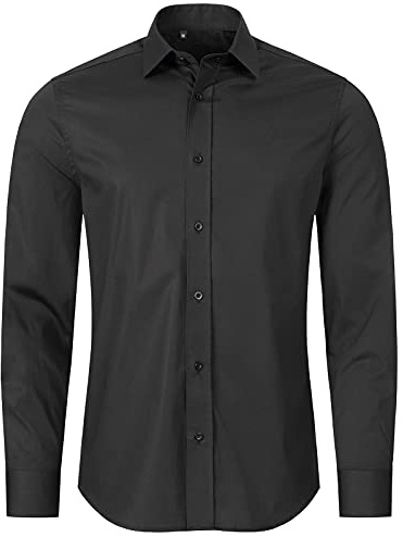 Indumentum Herren Hemd Businesshemd Hemden Langarm Business Hemd Regular Fit Herrenhemd Basic Bügelfrei Männer Hemd Shirt Elegant H-272 Schwarz S