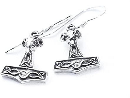 Vintage Vikings Ohrhänger Mjölnar 2.4 cm Wikinger Thorshammer Ohrringe Antik 925 Sterlingsilber