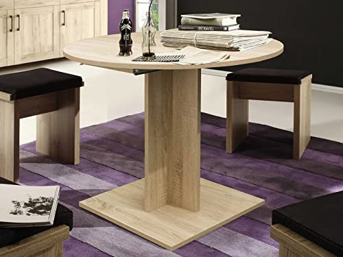 möbelando Esstisch >Judd< in Eiche sägerau - 80x75x80cm (BxHxT)