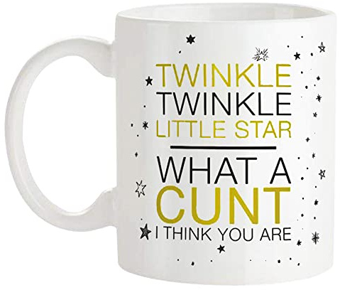 Fonhark - Twinkle Twinkle Mug, Little Star What A I Think You Are, for Valentines, Christmas, 11 Oz Novelty Coffee Mug/Cup, White