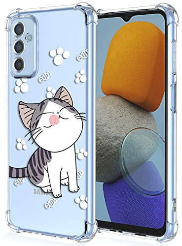XINYEXIN Funda para Samsung Galaxy M13 4G / Galaxy M23 Flores Floral Patrón Slim Antigolpes Transparente Carcasa Suave TPU Bumper Clear Case - Cat