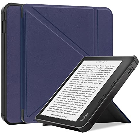 Lobwerk Schutzhülle für Kobo Libra 2 7 Zoll Slim Case Etui mit Standfunktion und Auto Sleep/Wake Funktion Blau