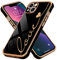 LCHULLE Compatible with iPhone 13 Case for Women Girls,Cute Luxury Plating Love Heart Design Soft TPU Cover Shockproof Full Camera Lens Protection Phone Case for iPhone 13 6.1 inch,Black