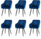 TUKAILAI Esszimmerstühle 6er Set aus Samt,Küchenstuhl Polsterstuhl Armlehnstuhl mit Armlehnen,Rückenlehnen,weiche Sitzpolster,Metallbeinen,Modern Sessel für Küche Esszimmer Wohnzimmer,Blau