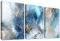 3 Pcs Cadre en bois Impression sur Toile Océan de Mer Bleu Doré Tableau Abstraites Vague de Mer Image sur Toile Affiche Peinture Tableau Decoration Murale Salon Chambre Maison 90x40cm(12x16x3pcs)