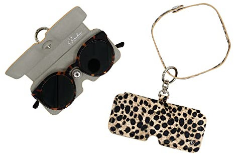 suniboi Brillenetui Damen, Herren - Brillentasche, weich, schmal - Brillenhülle - Brillenbeutel - Brillen Etuitasche - Sunglasses case Sonnenbrillen - mit Karabiner, zum anhängen (Leopard)