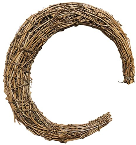 Mondförmiger Rattankranz für Weihnachten Event als Wanddeko, Selbstgemacht | Rattan, Rustikaler Stil, Halbrunde Form, 1 Stück, zum Basteln und Dekorieren