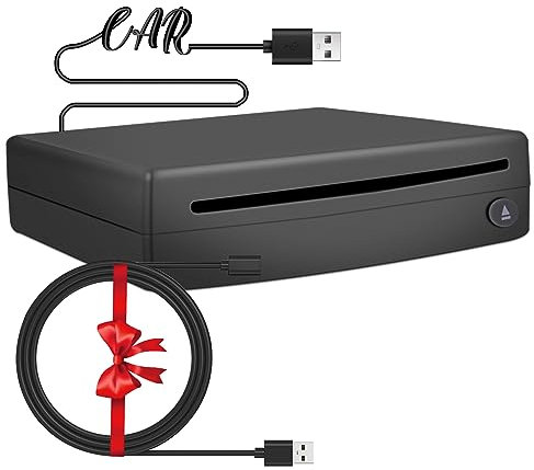 Externer USB CD-Player fürs Auto, Homlab Tragbarer Stecker in CD-Player mit extra USB-Kabel, für Auto ohne CD-Player, Laptop, TV, Mac, Computer, für Android 4.4 und höher Navigation, Schwarz