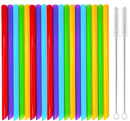 XINGXINLIAN 50pcs Bubble Tea Straw with 2 Straw Cleaner, Colorful Smoothie Straws, Thick Straws for Smoothie, Juice, Boba Tea, Bubble Tea, Sherbet and Cocktails