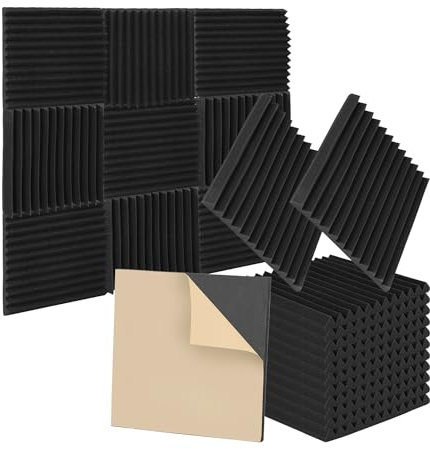 Ansobea 24 Stück Akustikschaumstoff Noppenschaumstoff, Schallabsorber Akustikpaneele,Schallschutzmatte mit Aufkleber,für Aufnahmestudio,Tonstudio,Arbeitszimmer,Tanzstudios,Heim 2,5x30x30 cm