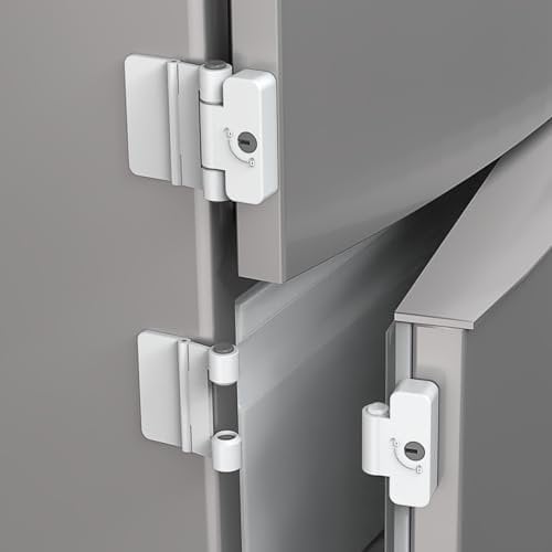 Refrigerator Adhesive Locks Double Button Fridge Door Lock with Key, Child Proof Freezer Cooler Door Lock, Child Baby Safety File Drawer Lock and Cabinet Locks (White, 2)