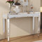 Artloge Mesa Consola con Espejo de Entrada: 120 x 35 x 80 cm Mesa de Pasillo Plateada Moderna de Cristal con Diamantes Brillantes Decoración Lujosa para Recibidor Tocador Salón Dormitorio