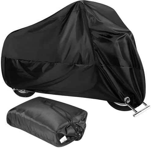 Housse de Moto Couverture, Housse de Protection de Moto, Housse de Moto Imperméable Extérieure, Moto de Bâche Protection Noir, Oxford Résistant aux Poussière Housse Moto, XXL, 245x105x125cm