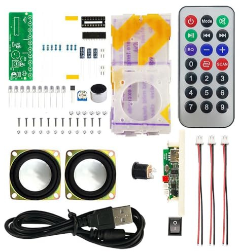 AMIUHOUN Kit electrónico de altavoces Bluetooth para bricolaje, espectro musical, amplificador MP3, montaje de soldadura, dos canales, 1 juego, 500451860