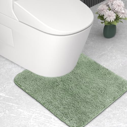 wyewye Mikrofaser-Badvorleger, WC-Vorleger, 2 cm, super dicker Badteppich, super saugfähig, 50 x 50 cm, U-Form, Hellgrün