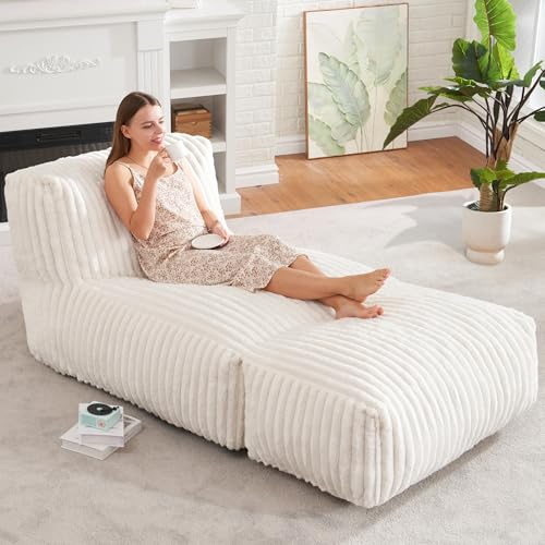 Hobestluk Sitzsack mit Memory-Schaum, Lounge-Sofa für Wohnzimmer | Weiß, groß, weicher Stoff, ergonomische Rückenstütze, leicht, pflegeleicht, montagefrei, abriebfest, schön