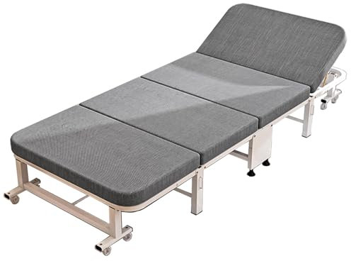 Gästebett Klappbar 60/70/80x189 cm mit Matratze, Klappbett Gästebett Max 200 kg, Einzelbett Klappbar mit 8 Rollen für Büro, Schlafzimmer & Wohnzimmer(189x60x27cm)