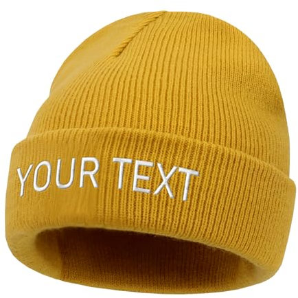 NIBESSER Strickmütze zum Personalisieren Beanie Hat Unisex Bestickte Mütze Personalisiert Wintermütze Individuell Geschenk selbst gestalten Weihnachten Geburtstag