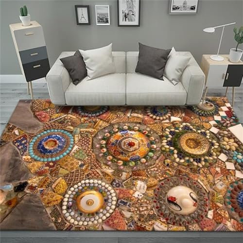 RUGMRZ Bettumrandung Teppich Modern, Schlicht, Modisch, rutschfest, Schmutzabweisend, Geometrisch Waschbar Läufer Flur Waschbar Mehrfarbig Vorzimmer Teppich Terassen Teppich Bettumrandung Teppich Car