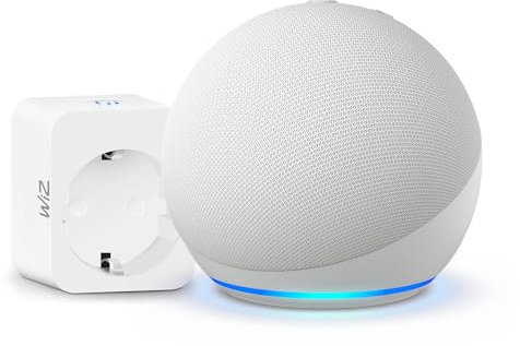 Echo Dot (5.ª generación) | Blanco + WiZ Enchufe Inteligente, compatible con Alexa - Kit de inicio de Hogar digital