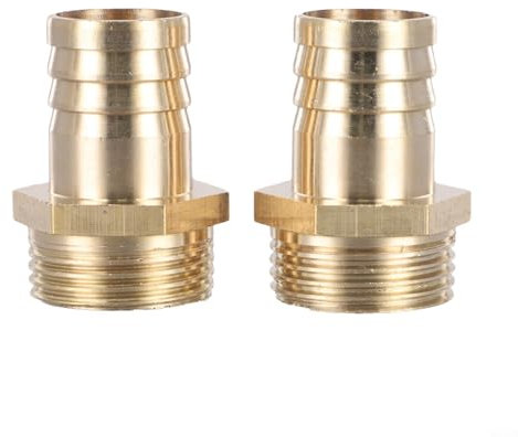 2 conectores de latón para manguera, macho para adaptadores de rosca BSP para tuberías de agua y combustible (1 pulgada macho x 25 mm)