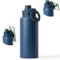 LOOPLY Botella de agua con aro magnetico para el movil y antiderrame. Botella de acero inoxidable 1L BPA free que mantiene el frio o el calor. Botella termica para el gym u oficina. (Navy Blue)