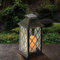 Yowin Lanterne Solaire Exterieur Grande Lampe Solaire Jardin avec Bougie, Verre Trempé, Lampe de Table Étanche Suspension Lampe, Solaire Exterieur a Poser pour Balcon Jardin Terrasse Deco - Bronze