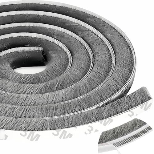 Jyvex Joint de porte à brosse 7 m - Autocollant - 9 mm x 23 mm - Bande d'étanchéité pour porte, joint de porte, joint à brosse, caisson de volet roulant, boudin de porte