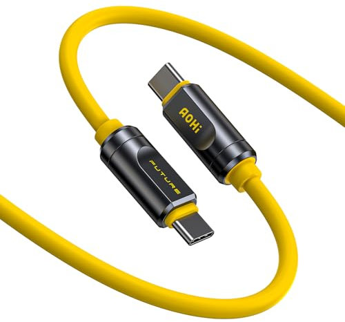 AOHI USB4 2.0, 80Gbps 1m,jusqu'à 120 Gbps,Double Affichage 8K/4K,The Future Adonis Câble USB C,Charge Rapide 240W Compatible MacBook Mini 4/ Air/Pro,iPhone,SSD,Dock,Jaune