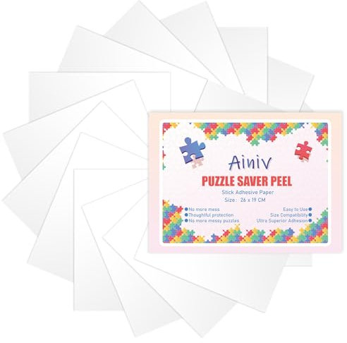 Ainiv Colle Puzzle, 16 Feuilles de Colle pour Puzzle, Préserve 2×1000 Pièces de Puzzle, Support Adhésif pour Puzzles, Feuilles Adhésives pour Puzzles Accessoire