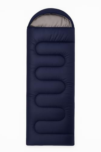 Lightweight Down Cotton Sleeping Bag for Adults & Kids – Compact 1.3kg, Portable with Storage Sack, Soft Pongee Lining, Ideal for Camping, Hiking, Travel – Navy Blue