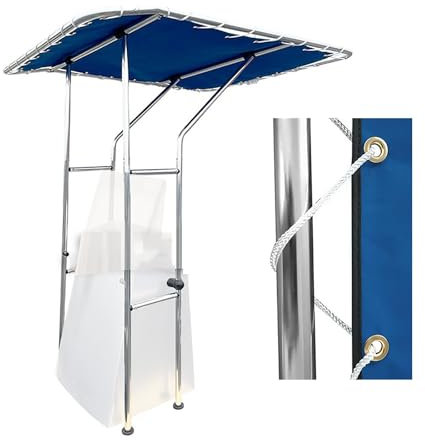 T-Top Barca per Console Centrale, Bimini Top con Tubo in Alluminio da 2,5 cm, Tendalino per Barca Torre da Pesca, Tettuccio Parasole Regolabile Verso Il Basso