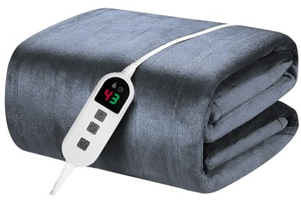 Elytsemoh heizdecke mit abschaltautomatik mit 10 Heizstufen, bis zu 9 Stunden Auto-Off-Timer, Flanell 160 x 130 cm, maschinenwaschbar, Überhitzungsschutz, wärmedecke für Schlafsofa, Büro