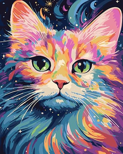 jieyisier Chat Peinture Numero Adulte,DIY Peinture Acrylique 40x50 CM | Animal Peinture par Numero Adulte,Débutant Peinture Numero Peintures Décoratives Murales et Cadeaux Pour la Maison