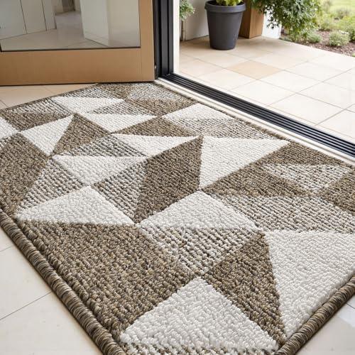 Sour Lemon Fußmatte 60x90cm – rutschfeste & Waschbare Schmutzfangmatte – Dreiecksmuster Hochsaugfähige Türmatte für Innen und Außen,Eingang & Haustür,Hund,Küche,Patio, Flur, Garten