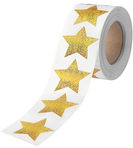 500 Stück Sterne Aufkleber Glitzer,Belohnung Sticker für Kinder,Selbstklebende Weihnachtsaufkleber für Grußkarten,Scrapbooking,Geschenke,Basteln (1, Gold)