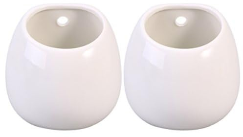 HuangguiyuanV 2 macetas de cerámica blanca para colgar en la pared, macetas de pared para suculentas, macetas colgantes para decoración de interiores y oficinas