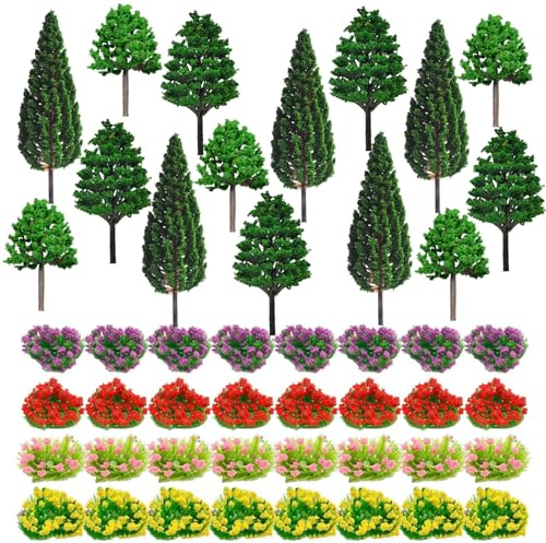 47 Stück Modellbau Bäume, Modell Bäume Miniatur, Landschaft Modell Bäume, Mixed Bunt Modell Baum, Mixed Bäume, Zug Bäume, für DIY Landschaft, Miniaturlandschaften, Sandtisch, Landschaftsmodell(1-13cm)