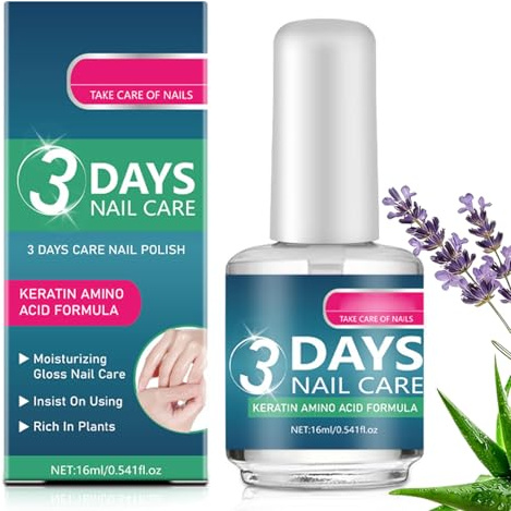 3 Days Nail Care, Nails Strengthener with Keratin Amino Acid Formula, Nail Care Oil - Daily Strengthening Nourishment - Fast Strengthening & Hydrating for Damaged, Dry, Weak & Fragile Nails
