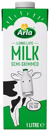 Arla Long Life UHT Semi Skimmed Milk 1 Litre – Case of 12 – Ambient Dairy Milk for Catering, Offices & Foodservice
