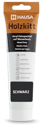 HAUSA Mastic pour bois noir 250 g Mastic acrylique prêt à l'emploi pour réparer les dommages causés par le bois, excellent pouvoir de remplissage, séchage rapide, résistant aux intempéries