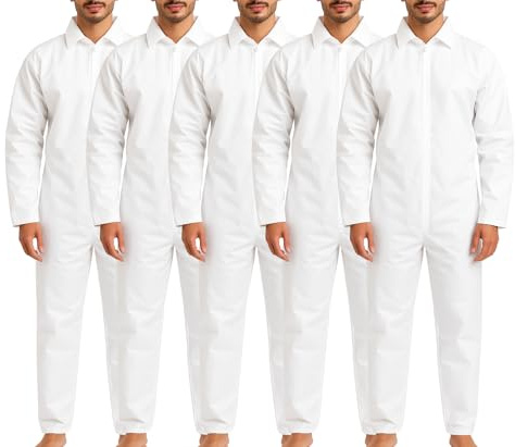 biyya® Protective Disposable Overall Paper Boiler Suit Coveralls Protection Suit Cuffs and Ankles