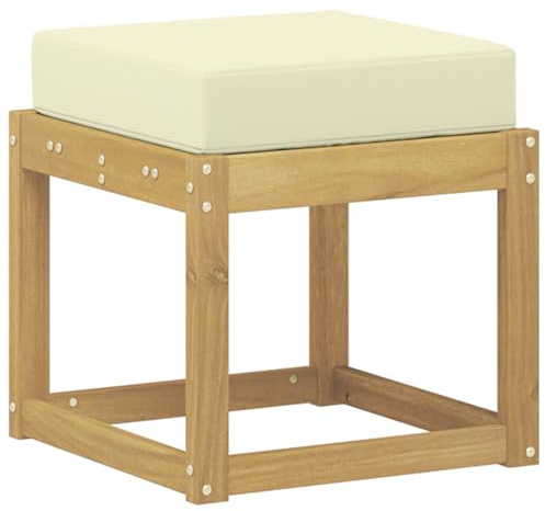 vidaXL Outdoor Hocker Bank Weiß 43 x 43 x 45 cm Massivholz Akazie, Moderner Garten Lounge, Bequeme Sitzbank für die Terrasse, modulare Sofa-Anordnung, perfekte Sommerentspannung