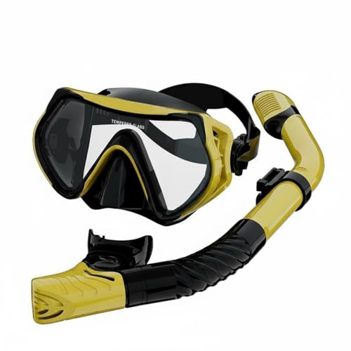 Amagogo Children Diving Goggles Snorkeling Swim Visor Flexible Silicone Sealed Fit Scratch Resistant Glass Suitable for Water Sports Recreation, Yellow, Mask-snorkel