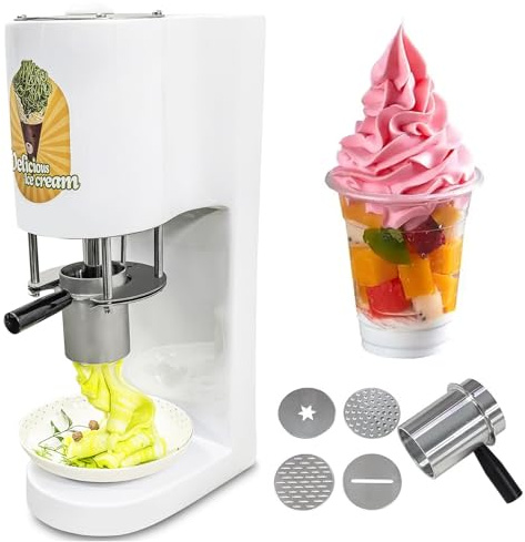 GLETSF Máquina eléctrica para Hacer Helados con 4 moldes Intercambiables para Tiendas, Color Blanco.,White