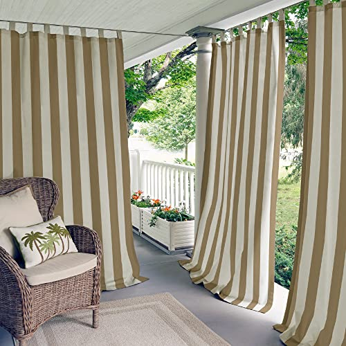 Elrene Home Fashions Highland Stripe Vorhang für drinnen und draußen, 127 x 213 cm, Natur